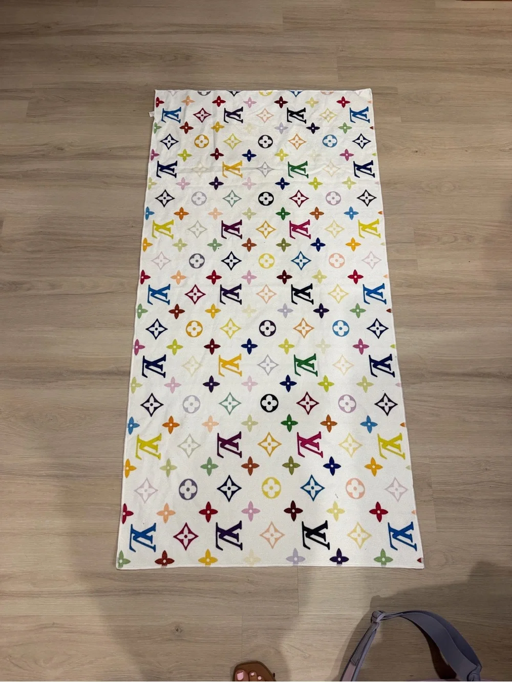 White Multicolor Monogram Beach Towel